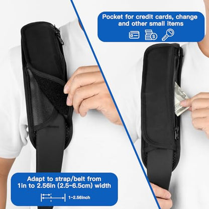 Universal Shoulder Strap Pad with Extra Thick Air Cushion, Breathable Backpack Pad with Pocket, Anti-Slip Car Seatbelt Shoulder Pad, Suitable for Computer bag,Camera,Duffel, Guitar, Backpacks - size: Large