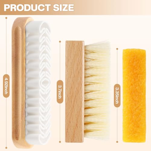 3Pcs Suede Shoe Brush Crepe Applicators Nubuck Leather Cleaner Shoes Shine Dauber Set with Cleaning Eraser Cloth(Style B) - style: Style B