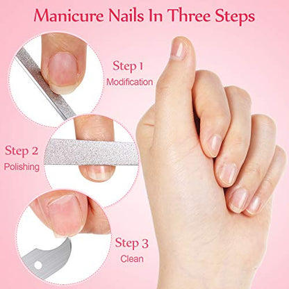 Mudder 8 Packs Diamond Nail File Stainless Steel Double Sided Metal Buffer Fingernail Toenail Manicure Women Men Pedicure Tool for Salon Home, 8 Inch