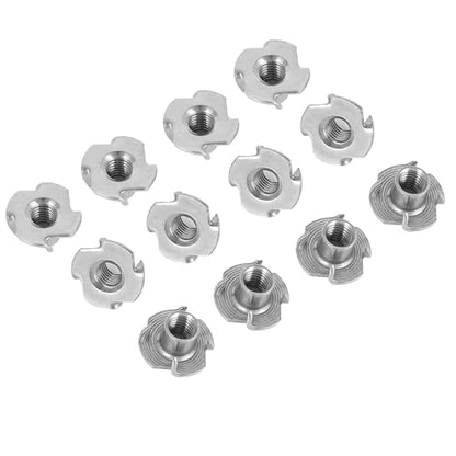 M6 T-Nuts, 304 Stainless Steel 4 Pronged Tee Nuts, Four-jaw Threaded Inserts for Rock Climbing Holds, Furniture, Cabinetry, Woodworking, Silver, 25 PCS - size: M6