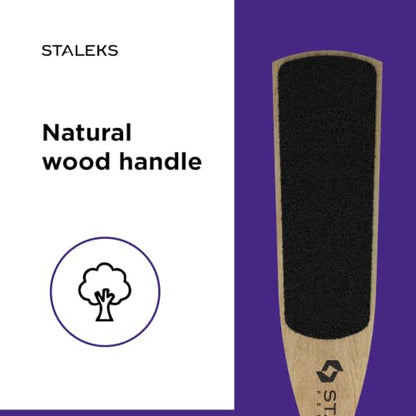 STALEKS Beauty & Care 10 Type 2 Wooden Foot File (100/180 Grit) – Ergonomic Dual-Sided Pedicure Tool with Convex/Concave Shape for Rough Skin