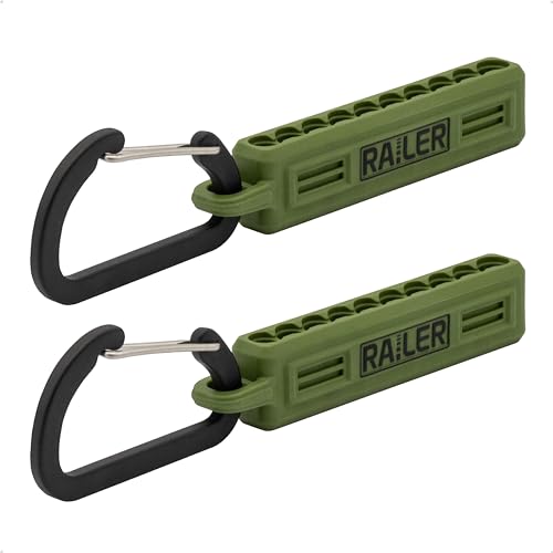 Screwdriver Bit Holder Storage Organizer – Railer 10-Hole Camo Green Bit Holder with Carabiner - 2 Pack - color: Camo Green