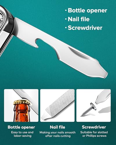 Portable Nail Clippers,Medical Grade Stainless Steel Foldable Nail Cutter with Leather Case, Ultra Slim Travel Design - size: 1 Count (Pack of 1)