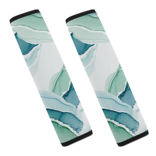 2 Pack Universal Soft and Comfortable Car Seat Straps Shoulder Pads for Kids, All Vehicles, Beach Sand Wave Blue Teal Neck Strap Covers, Neck and Shoulder Support - color: Pattern 644