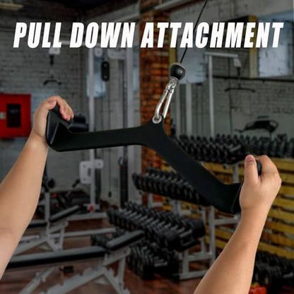 MARSAFIT Home Gym Fitness Rowing T-bar V-bar Pulley Cable Machine Attachment, Bicep Curl Tricep LAT pulldown Bar Back Strength Training Handle Grips LAT Pull Down Bar for Seat Row Workout - style: Btbar 1903
