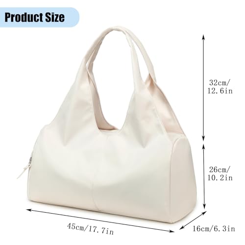 forestfish Yoga Gym Bag for Women with Shoes Compartment & Wet Dry Storage Pockets Lightweight Duffel Bag, Beige - color: Beige