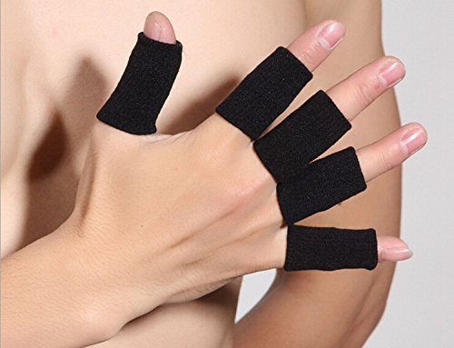 10PCS Stretchy Finger Protector Sleeve, Support Arthritis Sports Aid(Black) - color: Black