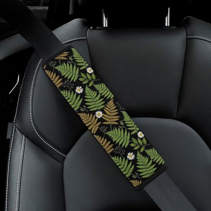 2 Pack Universal Soft and Comfortable Seat Belt Cover for Kids, Car Seats Pushchair Strollers High Chair Pushchair, Botanical Plant Fern Leaves Seat Belt Cushion - color: Pattern 142