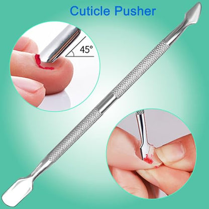 Manicure Kit for Women, 2-Piece Stainless Steel Nail Tools with Double-Ended Cuticle Pusher & Cuter, Gel Polish Remove Tool & Nail Dotter Pen for Nail Art, Home and Salon - size: Dotting Pen