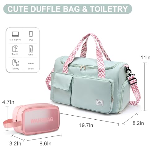 Small Gym Bag for Women, Travel Duffle Bag Carry On Weekender Bag with Shoe Compartment - color: 34#Green, style: Gym Bag&toiletry Bag