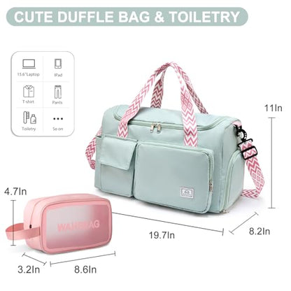Small Gym Bag for Women, Travel Duffle Bag Carry On Weekender Bag with Shoe Compartment - color: 34#Green, style: Gym Bag&toiletry Bag