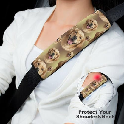 Universal Soft and Comfortable Cute Golden Retriever Art Seat Belt Cover for Kids, Most Cars, 2 Piece Seat Belt Covers Cushion Shock Absorption - color: Pattern 698
