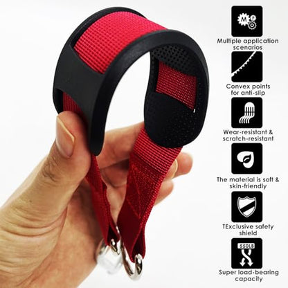 Hanging Straps Kit for Swings (2-Pack), Pull-Up Bar & Tree Hammocks, Gym & Travel–Anti-Slip Sling Saver Sleeves + Anti-Slip Locking Carabiners (Red) - color: Red