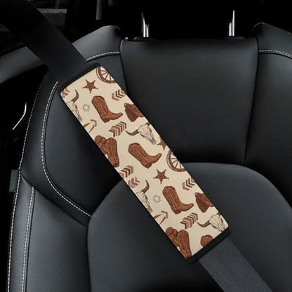 2 Pack Universal Fit Seat Belt Shoulder Pad for Kids, Car Seats Pushchair Strollers High Chair Pushchair, Western Cowboy Brown Shoulder Protector, Anti-Slip Pad - color: Pattern 478