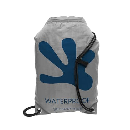 geckobrands Embark 10L Drawstring Backpack – Waterproof, Lightweight Dry Bag for Beach, Hiking, and Light Water Activities - color: Grey/Navy