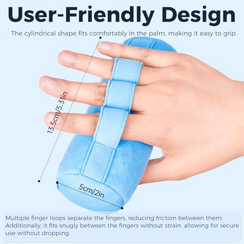 Palm Grips, Hand Contracture Cushions, Finger Grips, Finger Splitter, Palm Protector for Hand Contracture, Grip Strengthener Pad, Stress Relief, for Elderly Care, Washable, Blue, S, 1 Pcs - color: Blue-1 Pcs-s