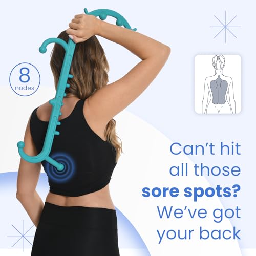 Ranarose Deep Tissue Back & Neck Massager - Back Massager Stick for Pain Relief, Muscle Knot Remover, Trigger Point Massage Tool for Full Body, Shoulders, Legs - Pressure Point Massage Tool - color: Turquoise