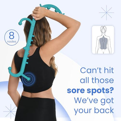 Ranarose Deep Tissue Back & Neck Massager - Back Massager Stick for Pain Relief, Muscle Knot Remover, Trigger Point Massage Tool for Full Body, Shoulders, Legs - Pressure Point Massage Tool - color: Turquoise
