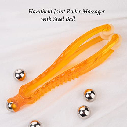 2 Pack Finger Massager,Finger Roller,Handheld Finger Massage Tool for Blood Circulation and Stress Relief,Plastic Double Rubber Roller Massager (with Steel Ball)