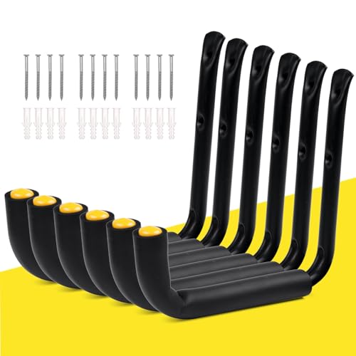 GEEDAR Heavy Duty Garage Storage Hooks -75 LB Capacity, 6packs, 9.8" Wall Mounted Rack for Hanging Paddle Board, Ladders, Bikes Enforced Kayak Storage Hanger - size: Medium (9.8", 6 packs）