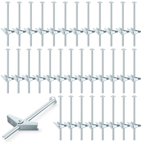 Yaocom 100 pcs 1/4'' x 5'' Toggle Bolts Butterfly Screws Anchors Heavy Duty Wall Anchors for Drywall with Wing Nuts for Hanging Heavy Objects on Drywall - size: 1/4" X 5"