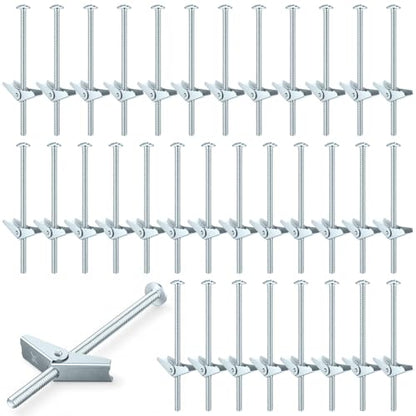 Yaocom 100 pcs 1/4'' x 5'' Toggle Bolts Butterfly Screws Anchors Heavy Duty Wall Anchors for Drywall with Wing Nuts for Hanging Heavy Objects on Drywall - size: 1/4" X 5"
