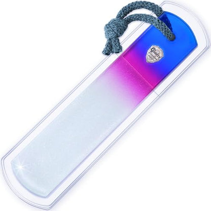 Genuine Czech Glass Foot File - Two-Sided Different Grit Surface, Gentle Callus Remover, Pedicure & Spa Rough Skin Scrubber, Professional Toenail and Heels Care, EU Quality, Large Size - color: Large - Aqua Magenta