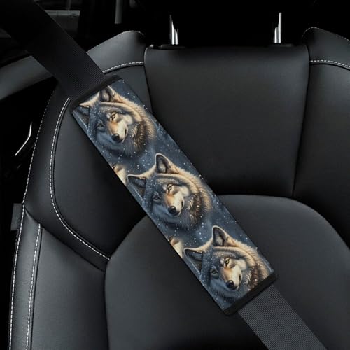 2 Pack Snow Wolves Car Seat Straps Shoulder Pads Universal Fit Neck Strap Covers for Adults and Children, All Vehicles, Pressure Relief - color: Pattern 1158