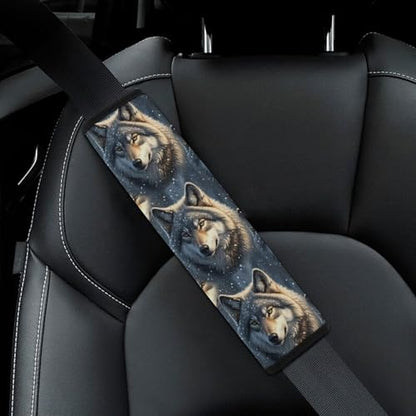 2 Pack Snow Wolves Car Seat Straps Shoulder Pads Universal Fit Neck Strap Covers for Adults and Children, All Vehicles, Pressure Relief - color: Pattern 1158