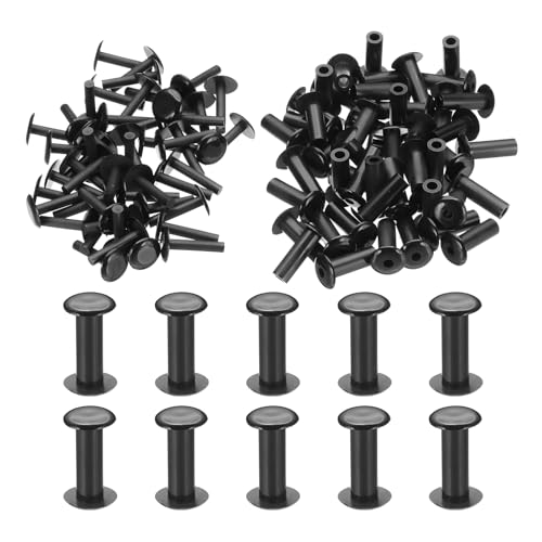 PATIKIL M5x15mm Plastic Binding Post, 50 Sets Plastic Chicago Screws Binding Screw Rivet Post Press-on Buckle for Leather Scrapbook Photo Albums, Black - color: Black, size: M5x15mm