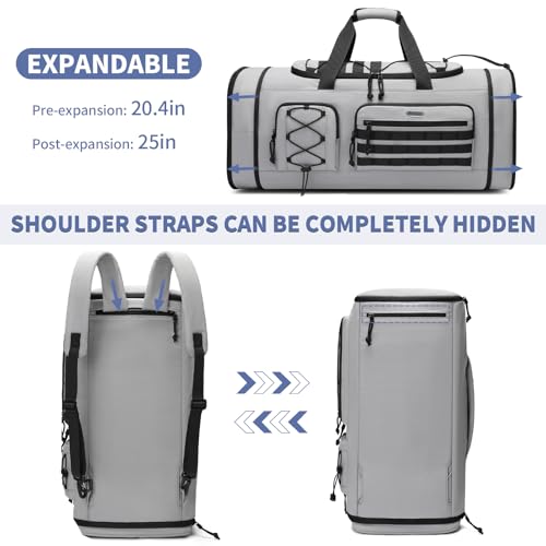Bosstin Gym Bag for Men & Women,45L Travel Duffle Sports Duffel Bag Gym Weekender Overnight Backpack with Shoe Compartment (GREY CHECKERED) - color: GREY CHECKERED