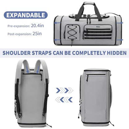 Bosstin Gym Bag for Men & Women,45L Travel Duffle Sports Duffel Bag Gym Weekender Overnight Backpack with Shoe Compartment (GREY CHECKERED) - color: GREY CHECKERED