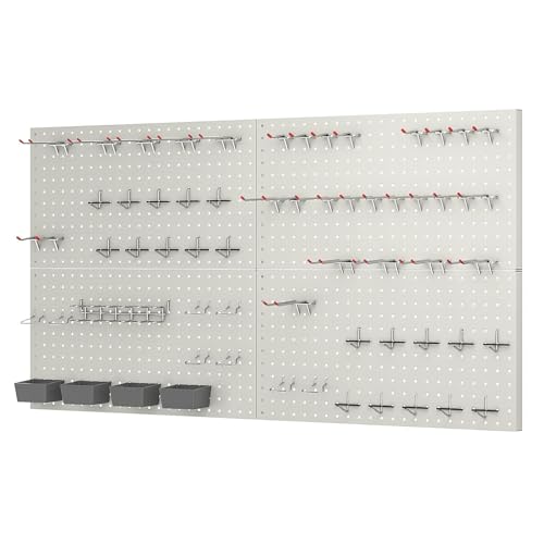 Pegboard Smith 48x24 inch Gray Metal Pegboard Kit for Wall Organization with Hooks, Pegboard Bins, and Utility Tools Storage Board, Efficient Tool Organizer Peg Board - color: Gray