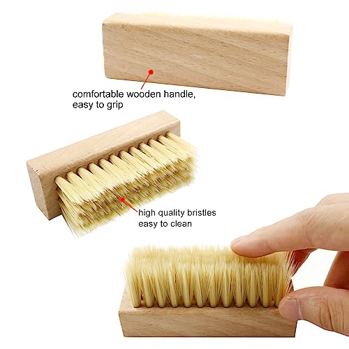 4 Pcs Wooden Handheld Shoe Cleaner Brush Set - Nano Silk, PP Silk, Natural Horsehair, Pig Bristle - For Sneakers, Leather Boots, Canvas Shoes