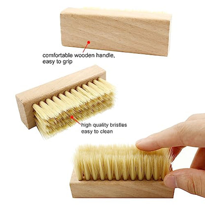 4 Pcs Wooden Handheld Shoe Cleaner Brush Set - Nano Silk, PP Silk, Natural Horsehair, Pig Bristle - For Sneakers, Leather Boots, Canvas Shoes
