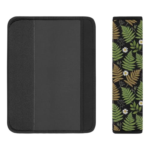 2 Pack Universal Soft and Comfortable Seat Belt Cover for Kids, Car Seats Pushchair Strollers High Chair Pushchair, Botanical Plant Fern Leaves Seat Belt Cushion - color: Pattern 142