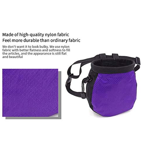 Chalk Bag,Rock Climbing Gear,Metal Powder Bags，with Zippered Pocket and Adjustable Waistband，Suitable for Fitness, Rock Climbing, Track and Field, Weightlifting, Billiards Chalk Bag (Purple)