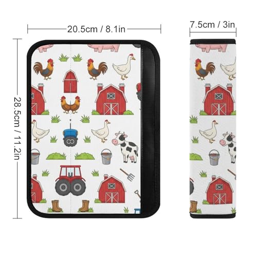 Universal Soft and Comfortable Car Seat Straps Shoulder Pads for Adult Use, Stroller Pushchair High Chair, 2PCS Farm Animal Farmhouse Barn Cow Chicken Pig Harness Pads Strap - color: Pattern 1169