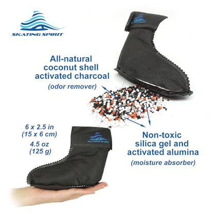 Odor Eliminator Moisture Absorber (1 pair) for Ice Skates, Roller Skates, Hockey Skates, Ski Boots, Work Boots, Sneakers