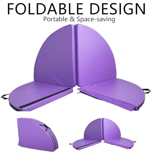 Foldable Pole Crash Mat, Pole Dance Mat, Anti-Collision Cushioned PU Leather Mat for Yoga, Gymnastics, Pole Dancing Pink 2" Tx4.9'W