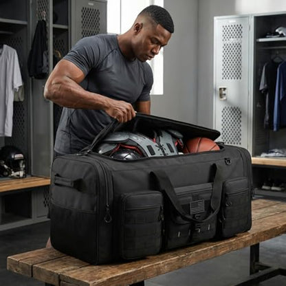 132L Extra Large Duffle Bag, Heavy Duty Sports Equipment Travel Duffel Bag | Perfect for Soccer Baseball Basketball Hockey Football Team Coaches & More - color: Black