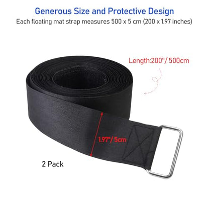 Floating Mat Straps, 16.5 ft 2-Pack Tie-Downs for Storage | 2-pack extra long 16.5 ft floating mat straps, reusable water pad tie-downs for secure storage, heavy-duty mat accessories