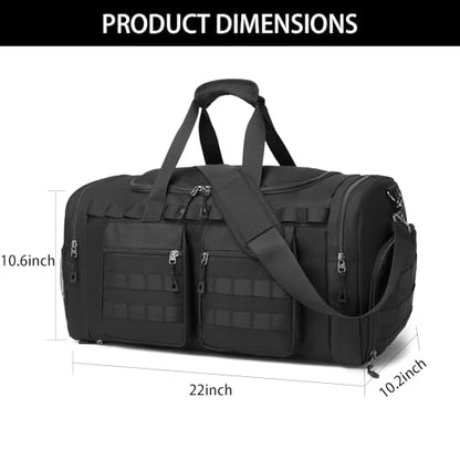 Tactical Gym Bag for Men,Carry On Duffel Bag with Shoe Compartment Gym Duffle bags for Travel Military Duffle Bags with Molle System for Weekend Overnight bag