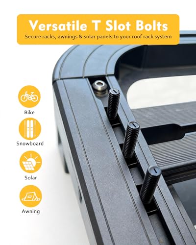 T Slot Bolts for Roof Rack Cross Bars, Platform, Cargo Basket, Stainless Square T Track Bolt Adapter to Secure Bike/Ski/Kayak Rack, Solar Panel, Awning, 4mm Thick - color: M8x30mm,12pk