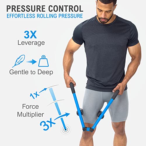 DoubleUP Roller Therapy Kit - Muscle Massager with Lever-Action Pressure Control and Quick-Change Rollers - color: Blue