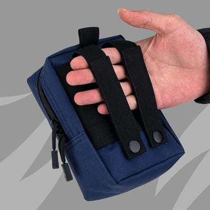 2 Pack Tactical Molle EDC Pouch Multi-Purpose Compact Pack Water-Resistant Utility Pouch with Flag Patch - color: Deep Blue