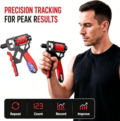 Ergonomic Adjustable H-Grip Hand Trainer, Forearm Strengthener with Counter and Non-Slip Handles, Grip Strength Trainer, Forearm Exerciser, Forearm Strengthener with Counter, Can Strengthen - color: Black, Red