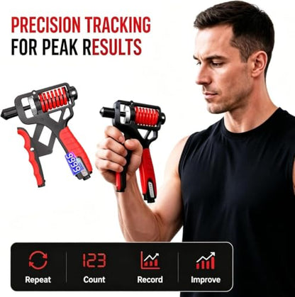 Ergonomic Adjustable H-Grip Hand Trainer, Forearm Strengthener with Counter and Non-Slip Handles, Grip Strength Trainer, Forearm Exerciser, Forearm Strengthener with Counter, Can Strengthen - color: Black, Red