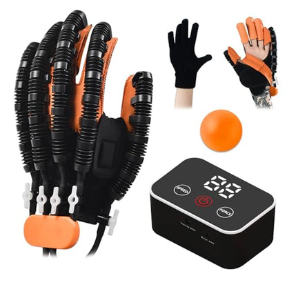 Rehabilitation Robot Gloves, Finger Exerciser for Stroke Recovery Hand Glove Equipment Hand Function Rehabilitation (Orange Left Hand XL) - size: Left Hand XL