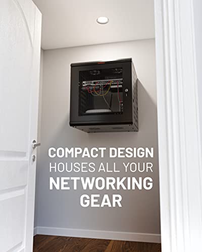 ECHOGEAR 12U Network Rack w/Enclosed Design, Easy Install, 600mm Depth | Enclosed server rack includes pre-mounted fan, 2x 1U shelves, lockable door, wall mountable design, all hardware for install - size: 12U